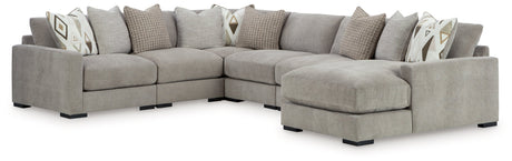 Aslan Court Pebble 6-Piece Sectional with Chaise - Ornate Home