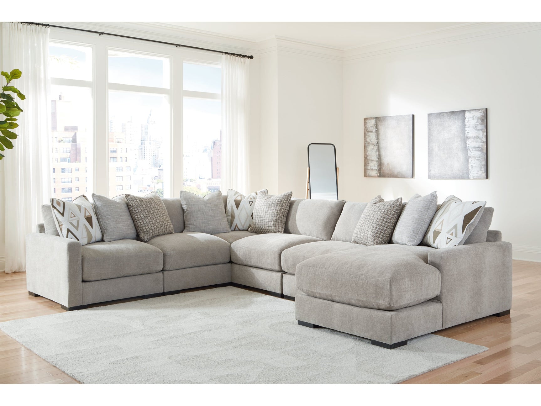 Aslan Court Pebble 6-Piece Sectional with Chaise - Ornate Home