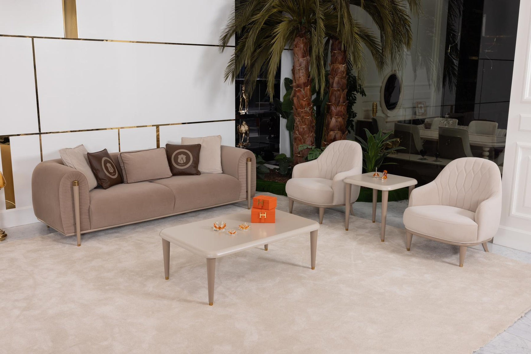 Asos Brown/Beige Living Room Set - Ornate Home