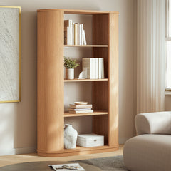 Aspect Natural 74 Inch Curved 4 Tier Bookshelf - Ornate Home