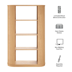 Aspect Natural 74 Inch Curved 4 Tier Bookshelf - Ornate Home