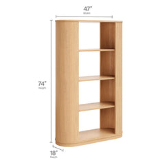 Aspect Natural 74 Inch Curved 4 Tier Bookshelf - Ornate Home