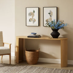 Aspect Oak Oval Wood Entryway Console Table - Ornate Home