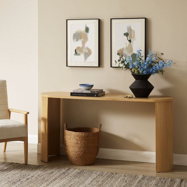 Aspect Oak Oval Wood Entryway Console Table - Ornate Home