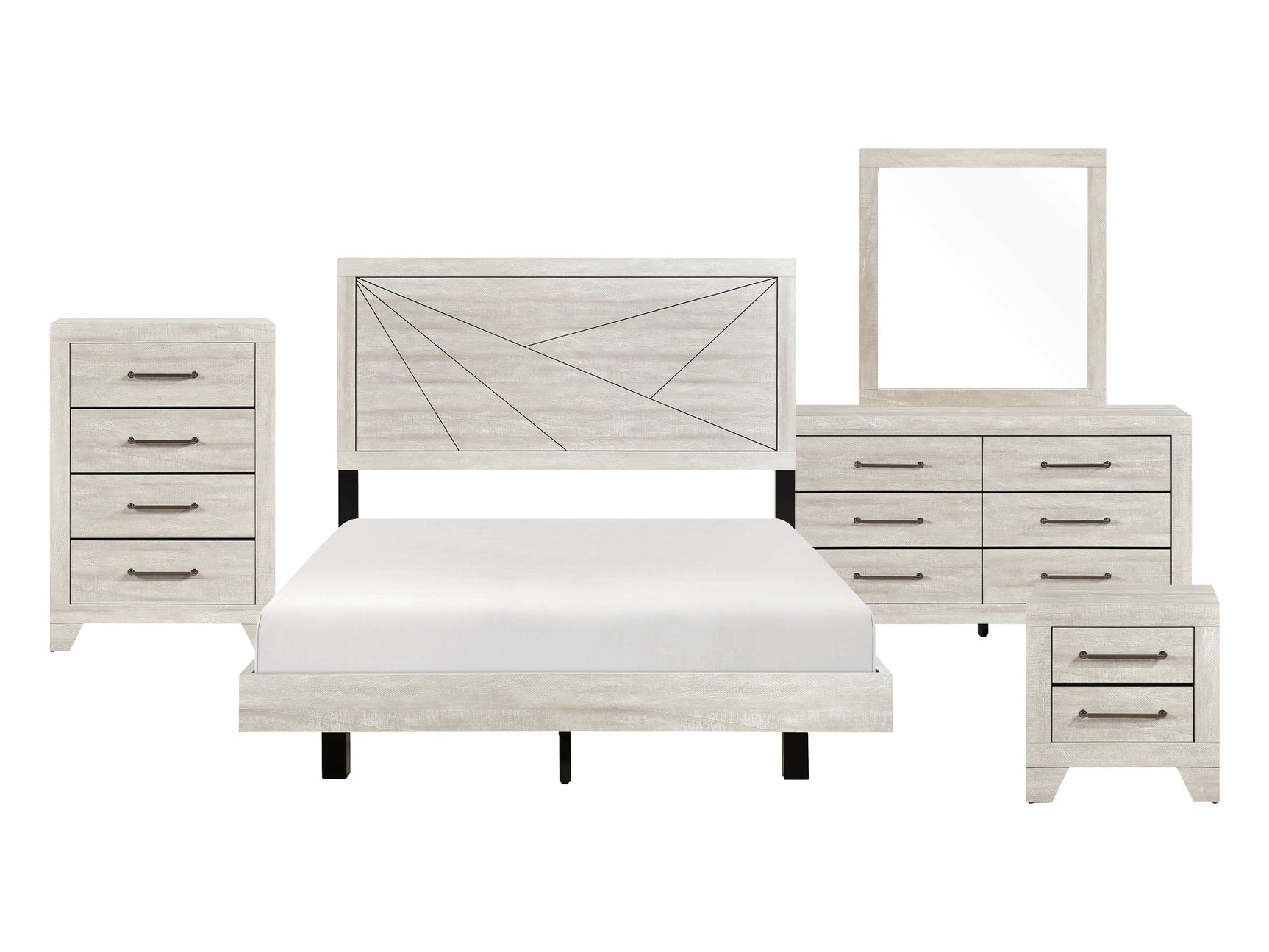 Aspen Dusty Gray Oak 5-Piece Queen Bedroom Set - Ornate Home