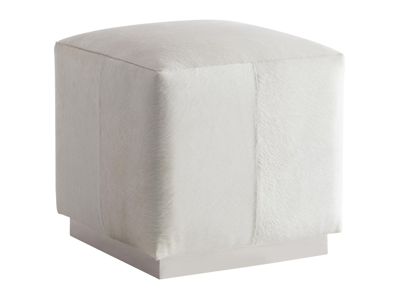Aspen White/Cream Leather Ottoman - Ornate Home