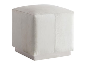 Aspen White/Cream Leather Ottoman - Ornate Home