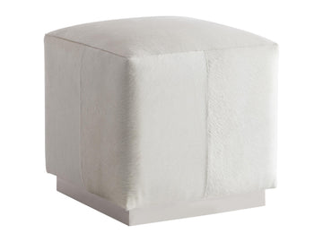 Aspen White/Cream Leather Ottoman - Ornate Home