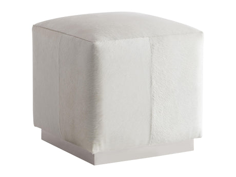 Aspen White/Cream Leather Ottoman - Ornate Home