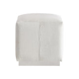 Aspen White/Cream Leather Ottoman - Ornate Home