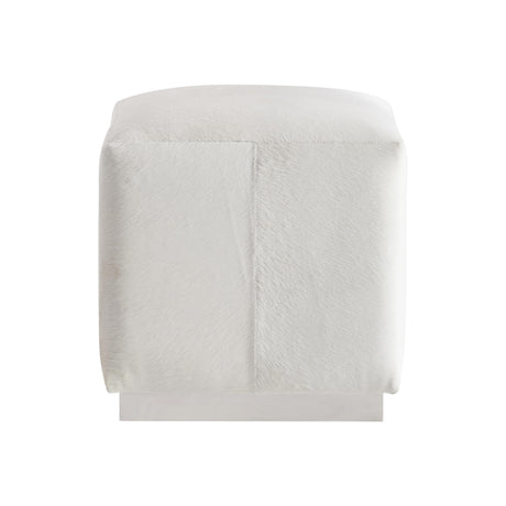 Aspen White/Cream Leather Ottoman - Ornate Home