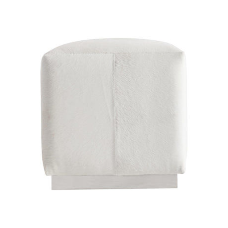 Aspen White/Cream Leather Ottoman - Ornate Home