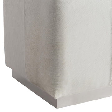 Aspen White/Cream Leather Ottoman - Ornate Home