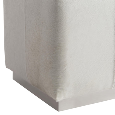 Aspen White/Cream Leather Ottoman - Ornate Home