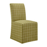 Aster Artichoke Windowpane Check Linen Cotton Blend Slipcovered Dining Chairs (Set of 2) - Ornate Home
