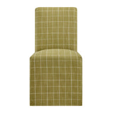 Aster Artichoke Windowpane Check Linen Cotton Blend Slipcovered Dining Chairs (Set of 2) - Ornate Home