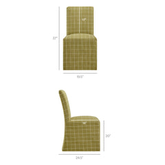 Aster Artichoke Windowpane Check Linen Cotton Blend Slipcovered Dining Chairs (Set of 2) - Ornate Home