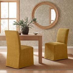 Aster Copper Slub Weave Fabric Slipcovered Dining Chairs (Set of 2) - Ornate Home