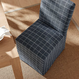 Aster Denim Windowpane Check Linen Cotton Blend Slipcovered Dining Chairs (Set of 2) - Ornate Home
