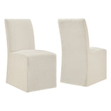 Aster Ecru Slub Weave Fabric Slipcovered Dining Chairs (Set of 2) - Ornate Home