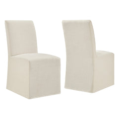 Aster Ecru Slub Weave Fabric Slipcovered Dining Chairs (Set of 2) - Ornate Home