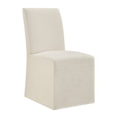 Aster Ecru Slub Weave Fabric Slipcovered Dining Chairs (Set of 2) - Ornate Home