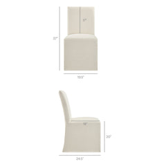Aster Ecru Slub Weave Fabric Slipcovered Dining Chairs (Set of 2) - Ornate Home