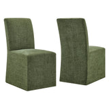 Aster Foliage Slub Weave Fabric Slipcovered Dining Chairs (Set of 2) - Ornate Home