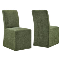 Aster Foliage Slub Weave Fabric Slipcovered Dining Chairs (Set of 2) - Ornate Home