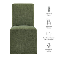 Aster Foliage Slub Weave Fabric Slipcovered Dining Chairs (Set of 2) - Ornate Home