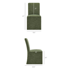 Aster Foliage Slub Weave Fabric Slipcovered Dining Chairs (Set of 2) - Ornate Home