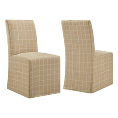 Aster Hemp Windowpane Check Linen Cotton Blend Slipcovered Dining Chairs (Set of 2) - Ornate Home