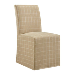 Aster Hemp Windowpane Check Linen Cotton Blend Slipcovered Dining Chairs (Set of 2) - Ornate Home
