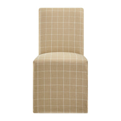 Aster Hemp Windowpane Check Linen Cotton Blend Slipcovered Dining Chairs (Set of 2) - Ornate Home