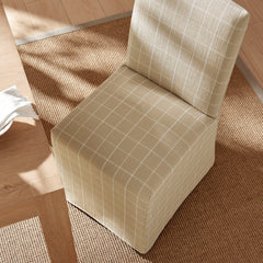 Aster Hemp Windowpane Check Linen Cotton Blend Slipcovered Dining Chairs (Set of 2) - Ornate Home