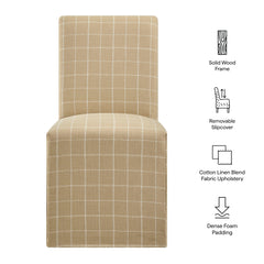 Aster Hemp Windowpane Check Linen Cotton Blend Slipcovered Dining Chairs (Set of 2) - Ornate Home