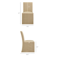 Aster Hemp Windowpane Check Linen Cotton Blend Slipcovered Dining Chairs (Set of 2) - Ornate Home