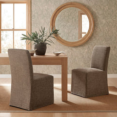 Aster Mocha Slub Weave Fabric Slipcovered Dining Chairs (Set of 2) - Ornate Home