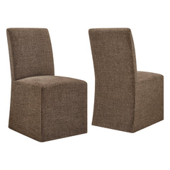 Aster Mocha Slub Weave Fabric Slipcovered Dining Chairs (Set of 2) - Ornate Home