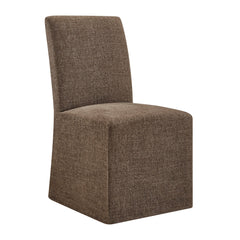 Aster Mocha Slub Weave Fabric Slipcovered Dining Chairs (Set of 2) - Ornate Home