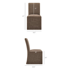 Aster Mocha Slub Weave Fabric Slipcovered Dining Chairs (Set of 2) - Ornate Home
