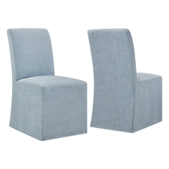 Aster Sky Slub Weave Fabric Slipcovered Dining Chairs (Set of 2) - Ornate Home