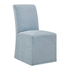 Aster Sky Slub Weave Fabric Slipcovered Dining Chairs (Set of 2) - Ornate Home