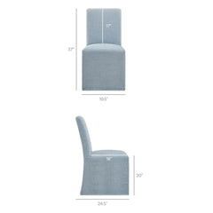 Aster Sky Slub Weave Fabric Slipcovered Dining Chairs (Set of 2) - Ornate Home