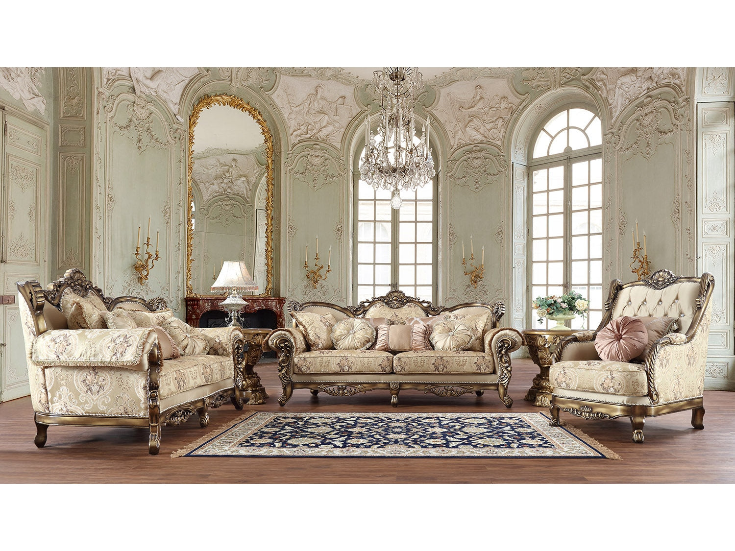Asteria Bronze 3pc Living Room Set  / HD-506 - Ornate Home