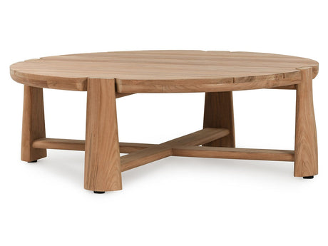 Aston Natural 48" Outdoor Round Coffee Table - Ornate Home