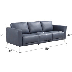 Astonic Blue Leather Living Room Set / 3pc - Ornate Home