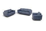 Astonic Blue Leather Living Room Set / 3pc - Ornate Home