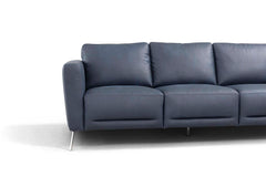 Astonic Blue Leather Living Room Set / 3pc - Ornate Home