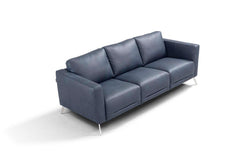 Astonic Blue Leather Living Room Set / 3pc - Ornate Home